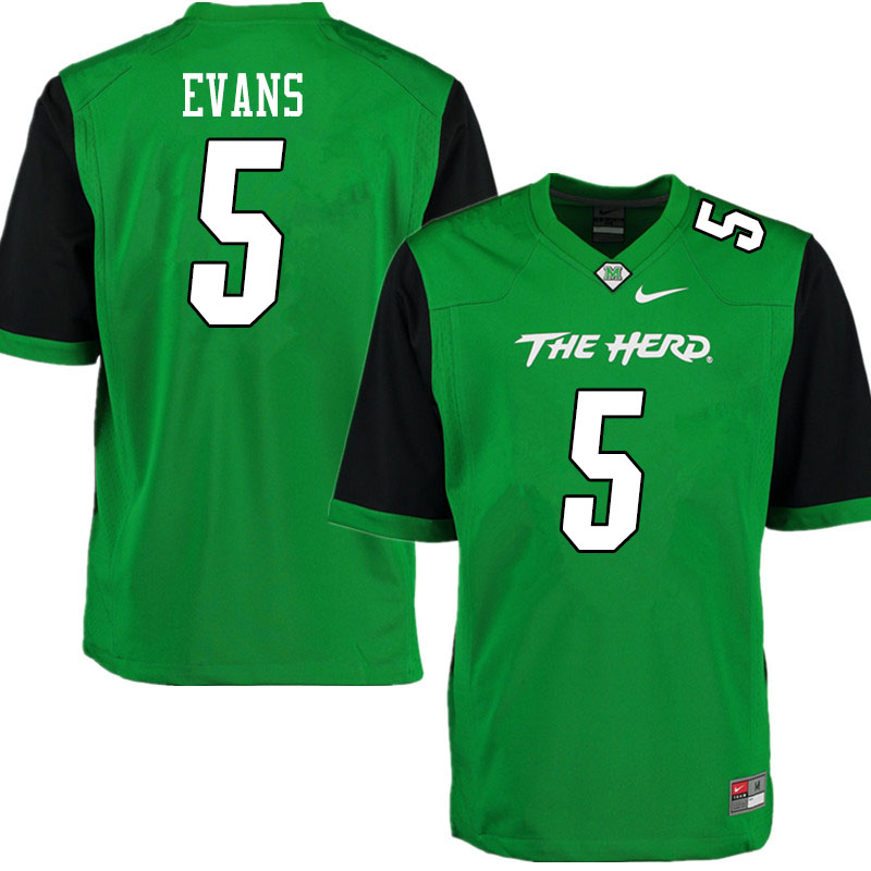 Men #5 Sheldon Evans Marshall Thundering Herd College Football Jerseys Sale-Gren - Click Image to Close